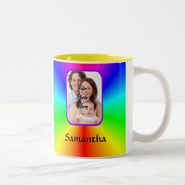 Colourful personalised photo background Two-Tone coffee mug (Right)
