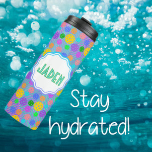 Colourful Personalised Pickleball Pop Art Thermal Tumbler