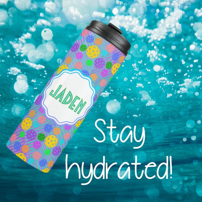 Colourful Personalised Pickleball Pop Art Thermal Tumbler (Creator Uploaded)