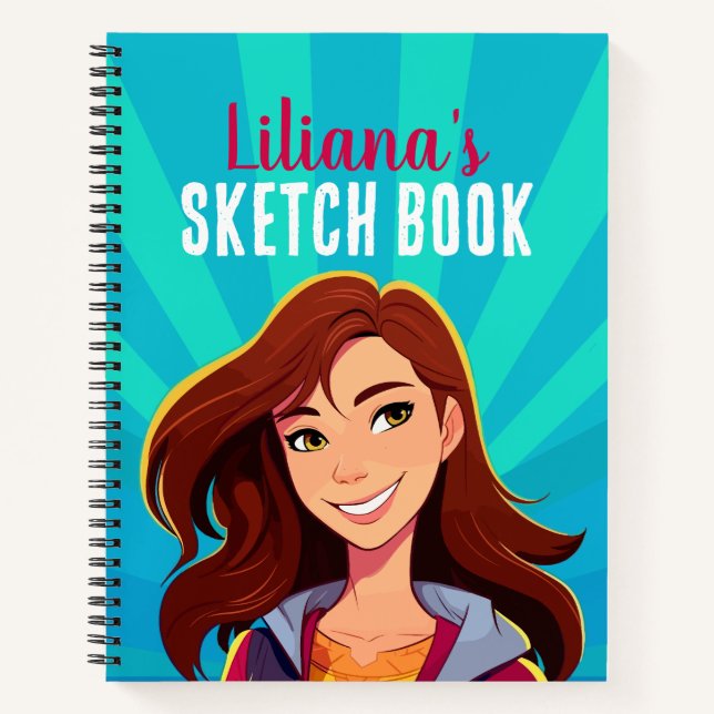 Colourful Personalised Teen Girl Sketch Book (Front)