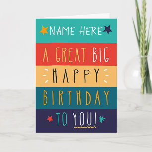 Colourful Personalised Typography Birthday    Card