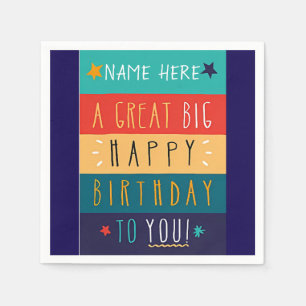 Colourful Personalised Typography Birthday Napkin
