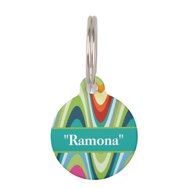 Colourful Pet Name QR Code Custom Tag (Front)