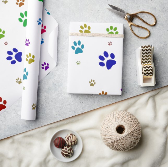Colourful Pet Paws Wrapping Paper (Crafts)