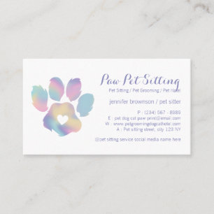Colourful Pet Sitter Grooming Paw Business Card
