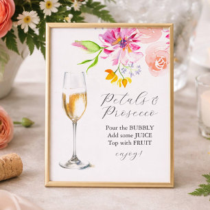 Colourful Petals and Prosecco Bar Sign