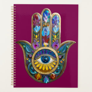 Colourful Petals Leaves Hamsa Sapphire Third Eye Planner