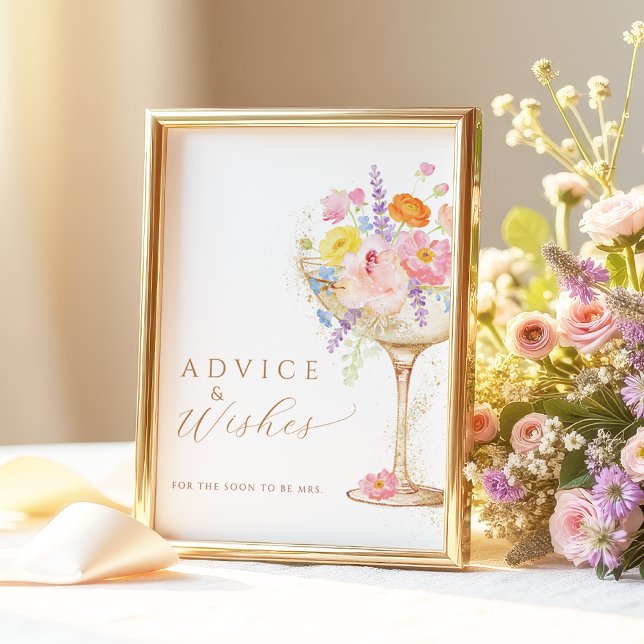 Colourful Petals Prosecco Advice Wishes Table Sign (Creator Uploaded)