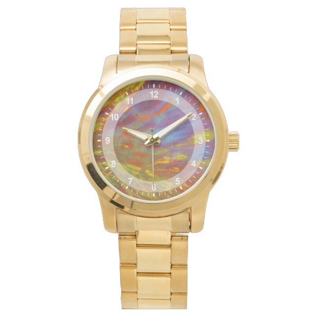 Colourful Petrified Wood close-up Watch (Front)