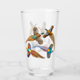 Colourful Pheasant Birds Drinking Glass