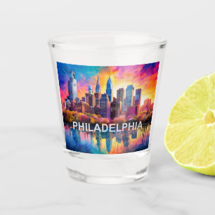 Colourful Philadelphia Skyline Abstract Art Shot Glass