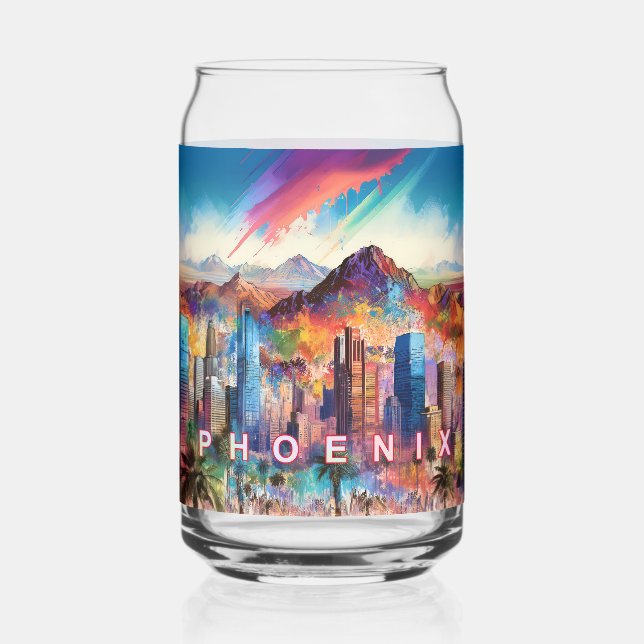 Colourful Phoenix Skyline Can Glass (Back)