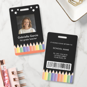 Colourful Photo Teacher Security Badge ID Badge