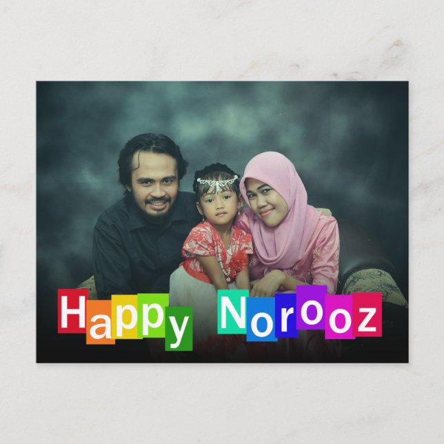 Colourful Photo Typography Happy Norooz New Year Postcard (Front)