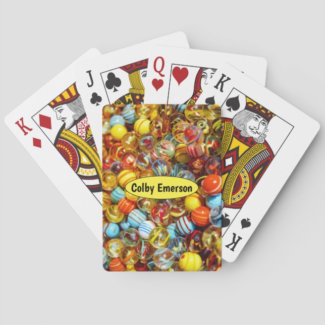 Colourful Photography of Fun Bright Glass Marbles Playing Cards (Back)