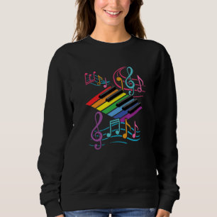 Colourful Piano Keyboard Music Notes Musician Pian Sweatshirt