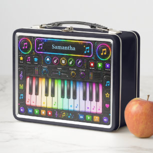 Colourful Piano Keyboard Music Panel Kids Metal Lunch Box