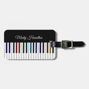 Colourful Piano Keyboard Personalised Luggage Tag