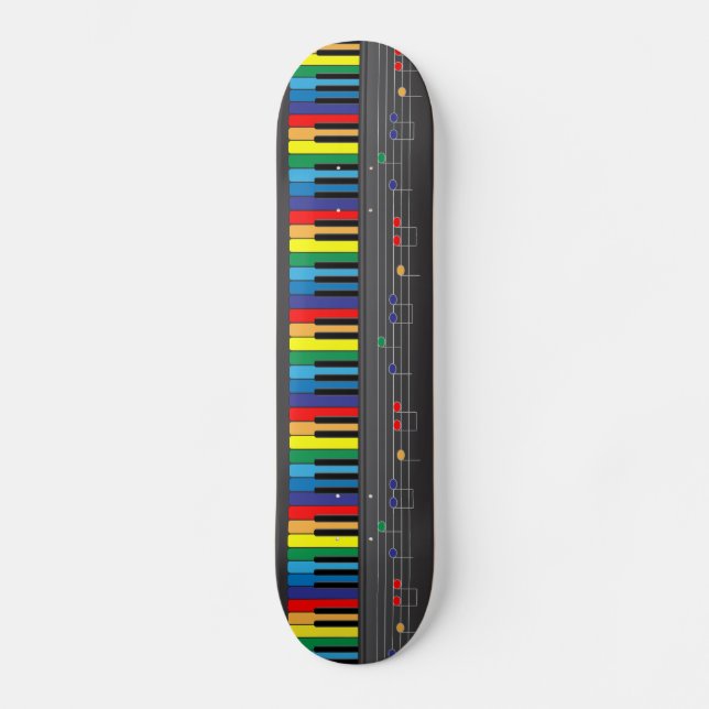 Colourful piano keyboard skateboard (Front)