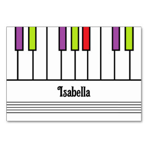 Colourful Piano Keys Kids Party Place Name Card