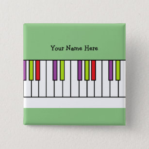 Colourful Piano Keys Music Kids Personalised Name 15 Cm Square Badge