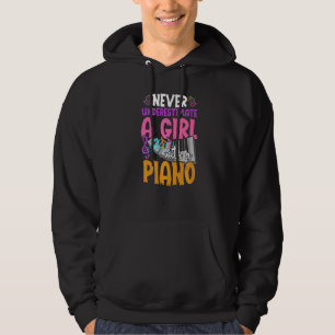 Colourful Piano Player Girls Music Notes Pianist W Hoodie