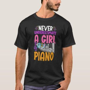 Colourful Piano Player Girls Music Notes Pianist W T-Shirt