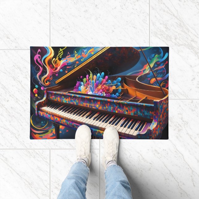 Colourful Piano With Musical Notes Key Design  Doormat (Indoor)