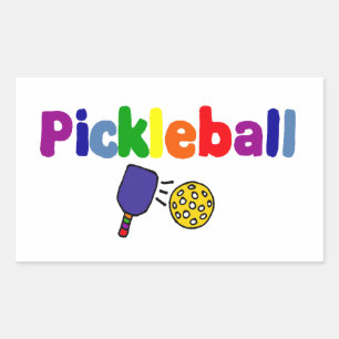 Colourful Pickleball Art Design Rectangular Sticker