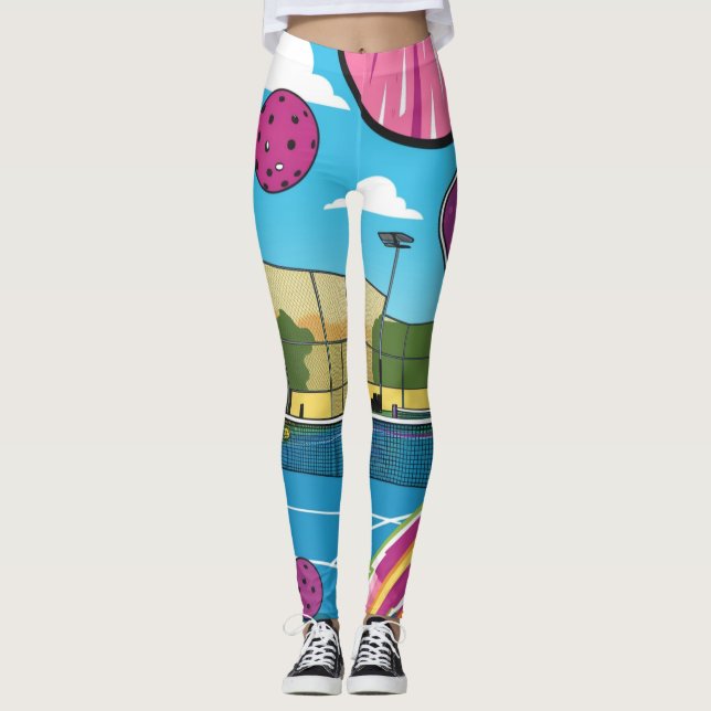 Colourful Pickleball Leggings (Front)