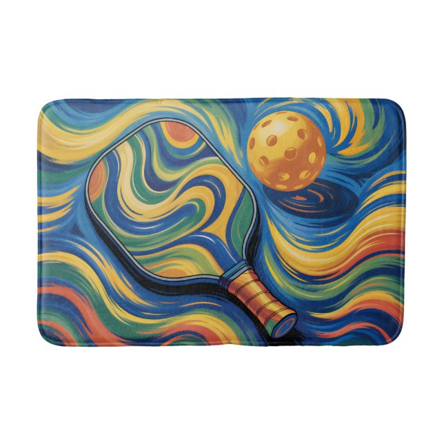 - Colourful Pickleball Paddle And Ball  Bath Mat (Front)