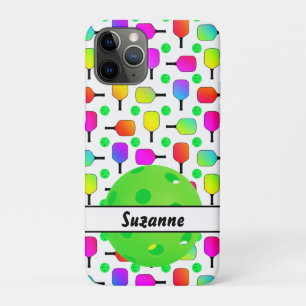 Colourful Pickleball Paddles Green Personalised Case-Mate iPhone Case