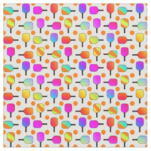Colourful, Pickleball Paddles, Orange Pickleballs Fabric