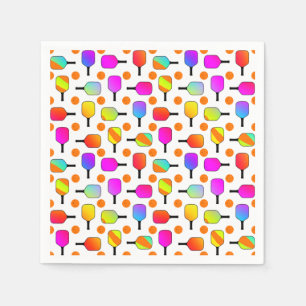 Colourful, Pickleball Paddles, Orange Pickleballs Napkin