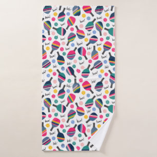 Colourful Pickleball Pattern Bath Towel