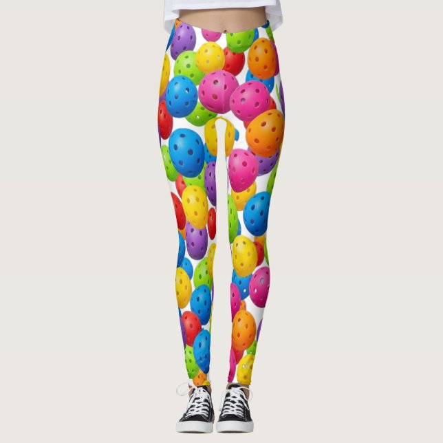 Colourful Pickleball Pattern Leggings (Front)