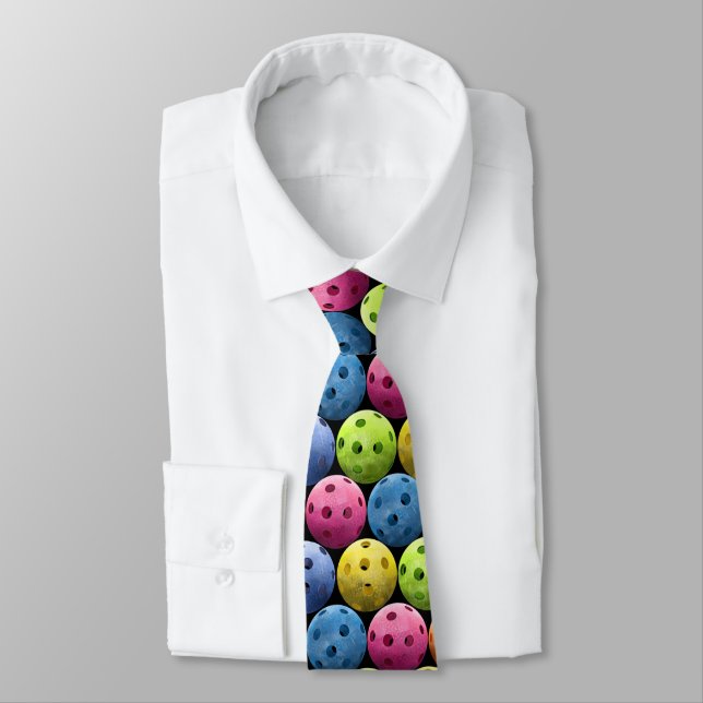 Colourful Pickleball Pattern Tie (Tied)