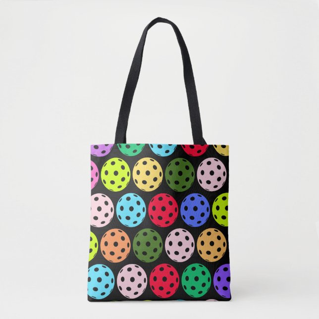 Colourful Pickleball Pattern Tote Bag (Front)