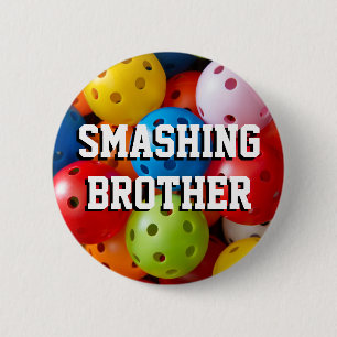 Colourful pickleballs 6 cm round badge