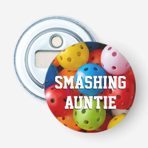 Colourful pickleballs bottle opener
