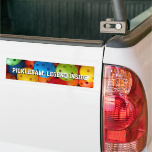 Colourful pickleballs, custom text bumper sticker