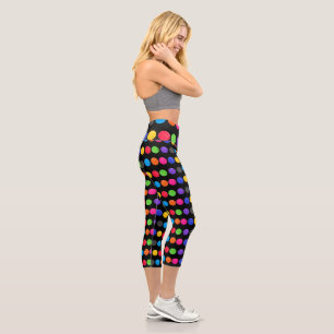 Colourful Pickleballs On Black Capri Leggings