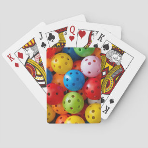 Colourful pickleballs playing cards