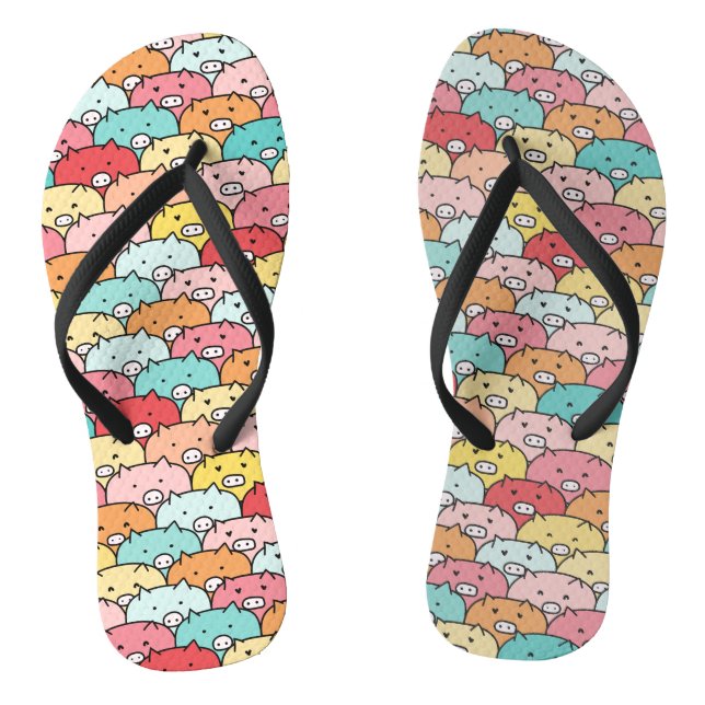 Colourful Pigs Funny And Cute Pattern Jandals (Footbed)