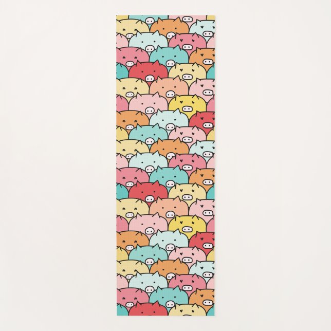 Colourful Pigs Funny And Cute Pattern Yoga Mat (Front)