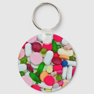 Colourful pills custom product key ring