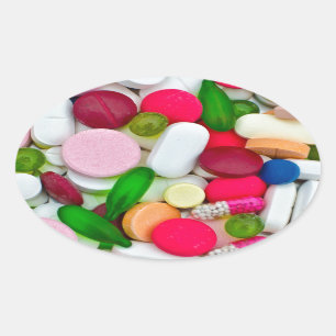 Colourful pills custom product oval sticker