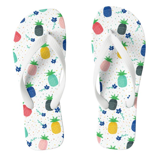 Colourful pineapple & flowers pattern jandals (Footbed)