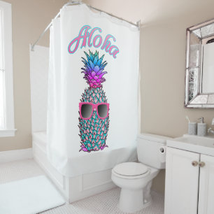 Colourful Pineapple Hawaiian Aloha Shower Curtain