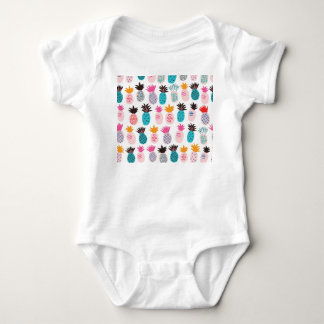 Colourful pineapple leaves, tropical doodle. baby bodysuit